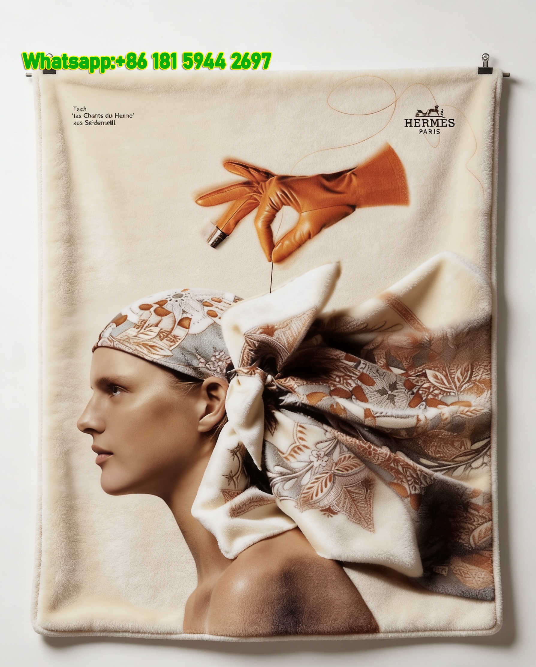 Hermès Les Chants du Henne Silk Scarf Print Flannel Throw blankets IMG_5136